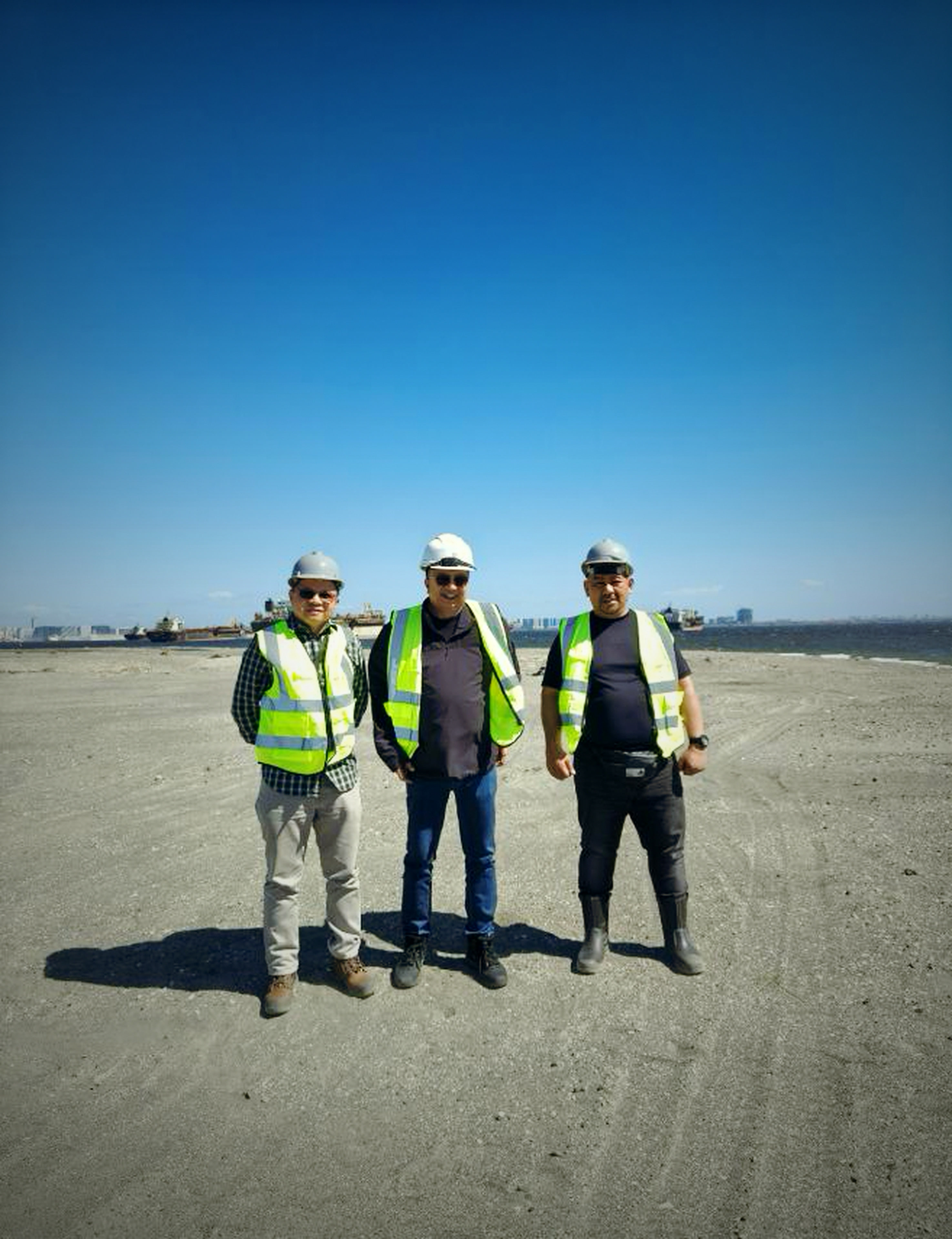 NY Connect team conducting a coastal infrastructure site inspection in safety gear